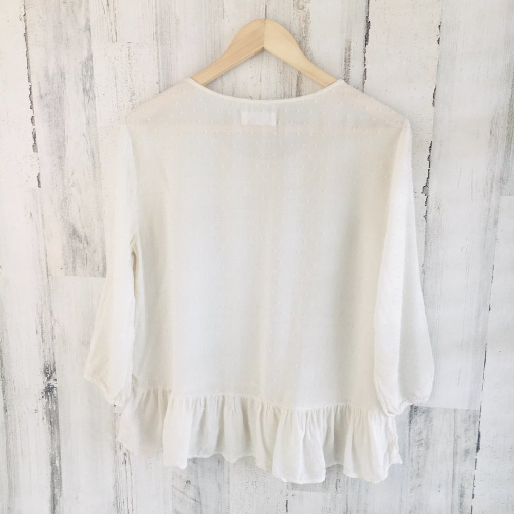 Velvet Graham Spencer Swiss Dot Ruffle Hem Top - Picture 8 of 11